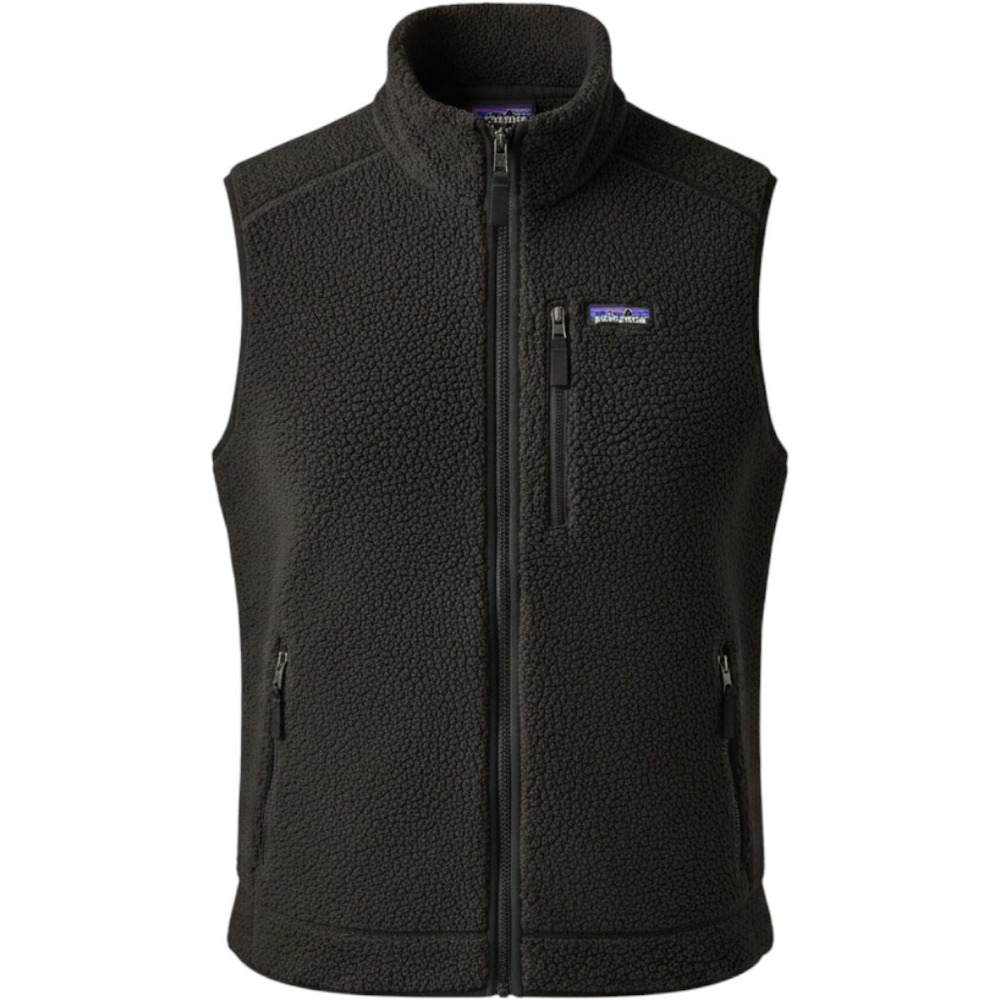 Patagonia Retro Pile Fleece Vest Sz XL Black Full Zip Gorpcore Hiking Layer
